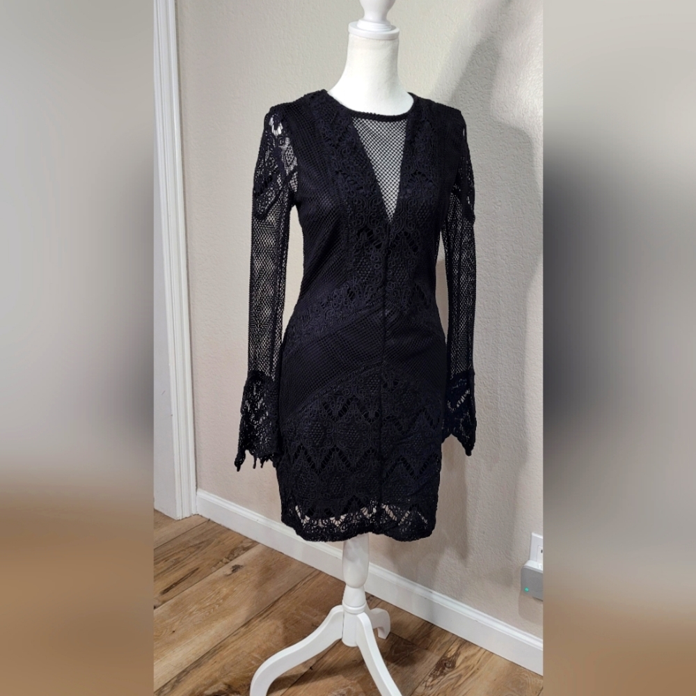 NELLIS What a Mesh Bodycon Dress in Black